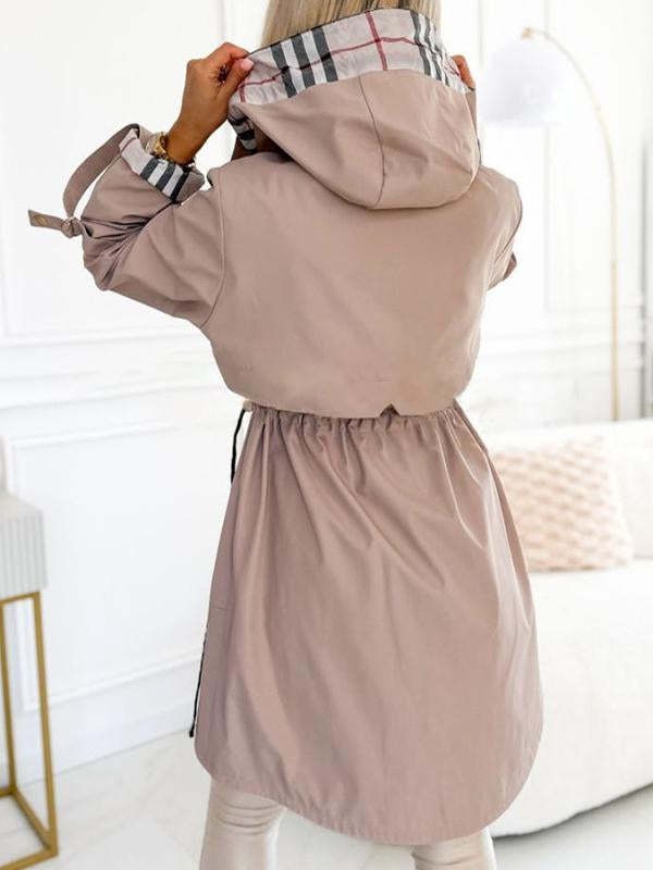 Manteau long imperméable décontracté à capuche