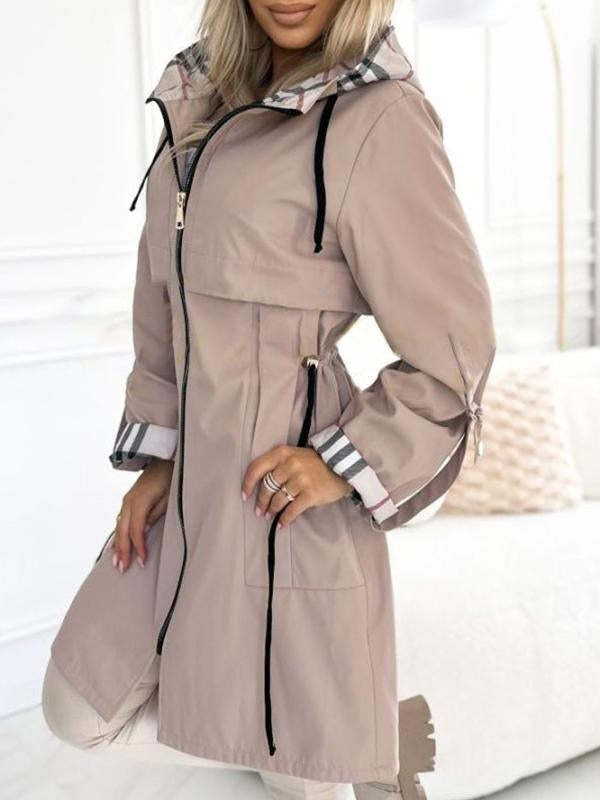Manteau long imperméable décontracté à capuche