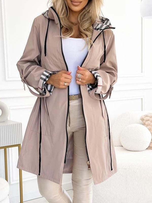Manteau long imperméable décontracté à capuche