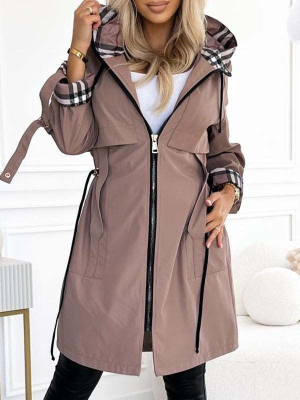 Manteau long imperméable décontracté à capuche
