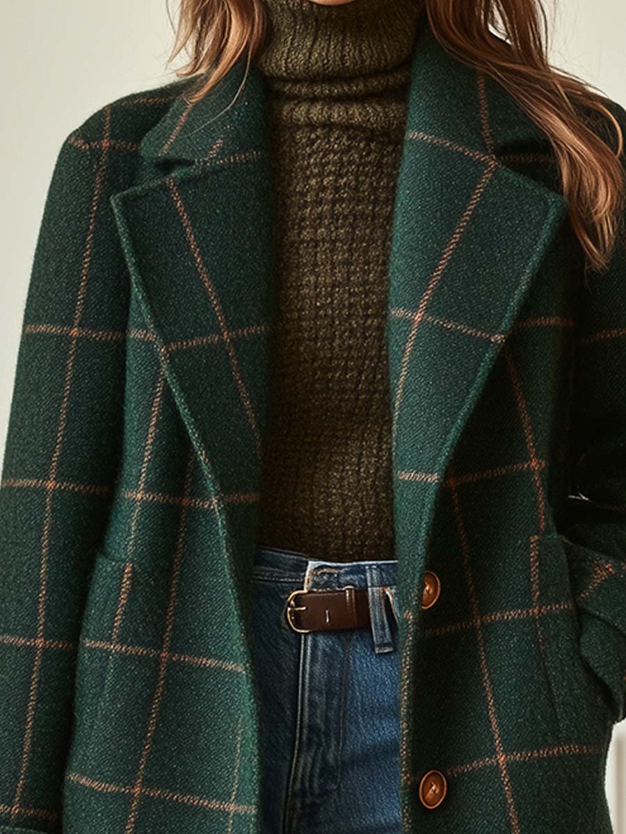 CHECKED COAT FOR WOMEN