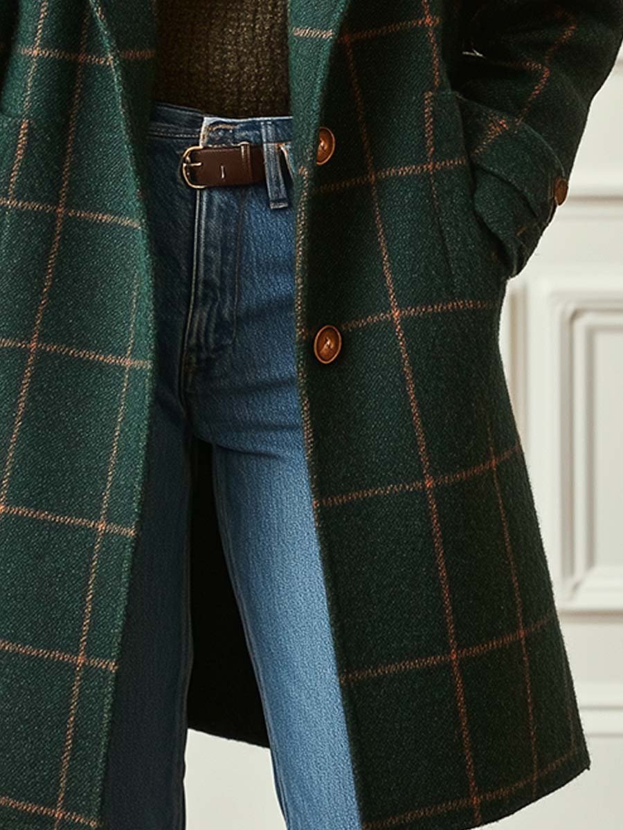 CHECKED COAT FOR WOMEN