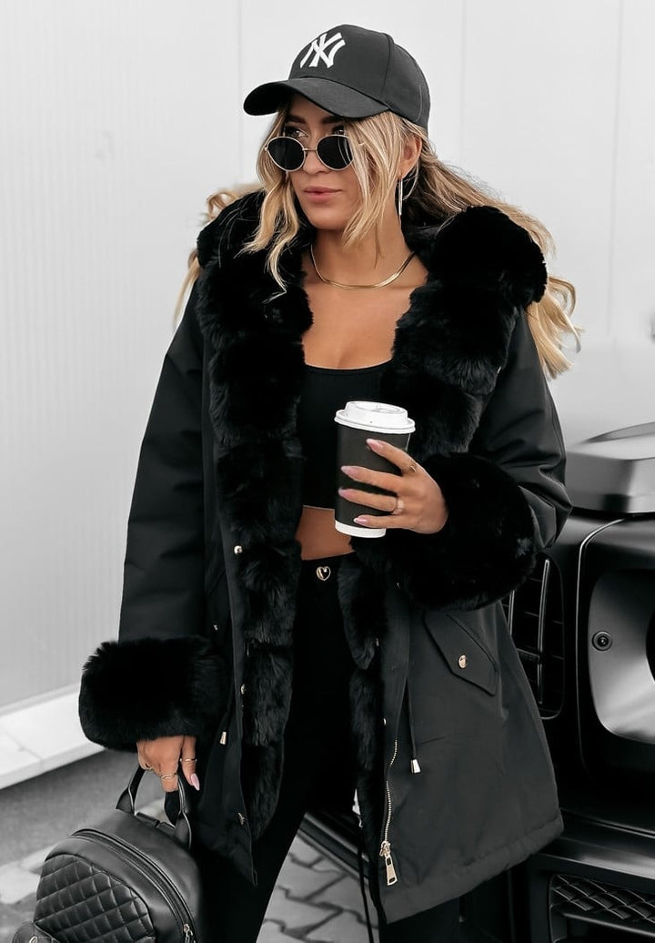 Parka à capuche intérieur fourrure