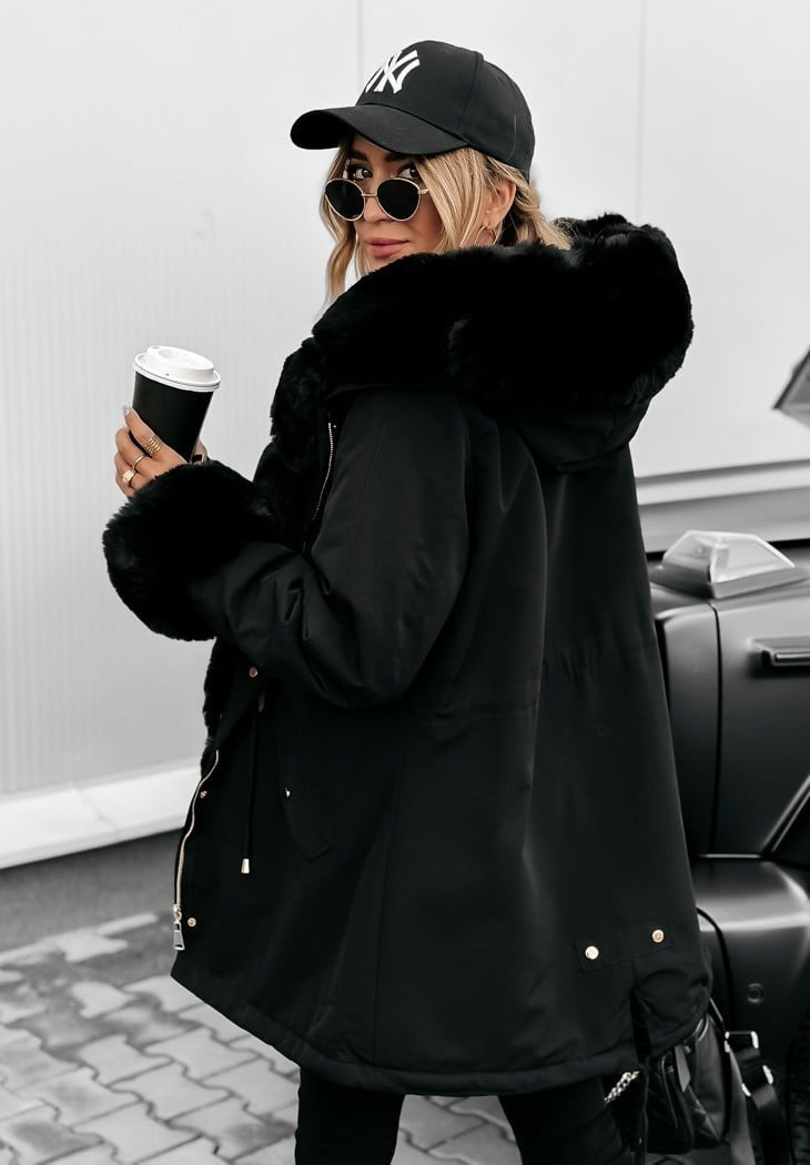 Parka à capuche intérieur fourrure
