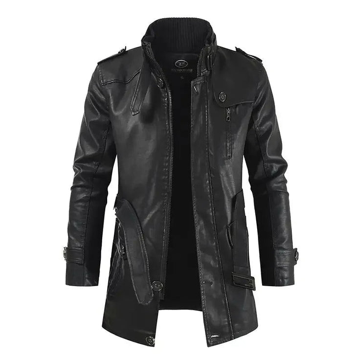 Veste de motard en cuir longue et élégante