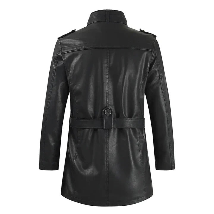 Veste de motard en cuir longue et élégante