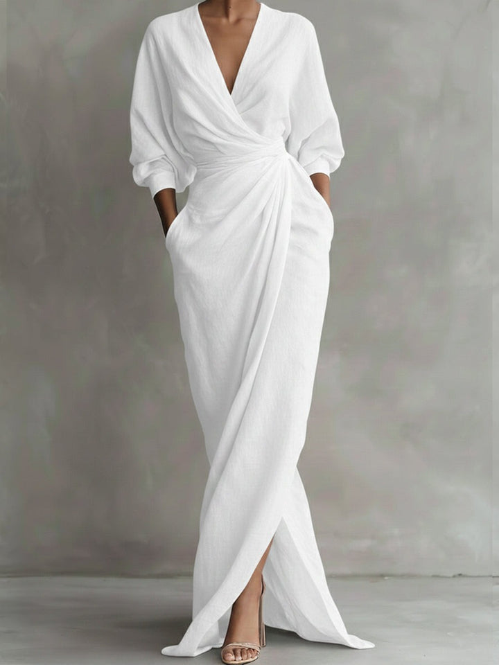 Robe longue en lin et coton