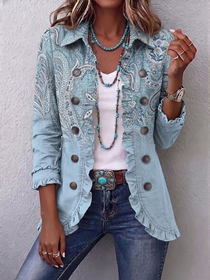 Agnese™ | Ruffled Jacket with Vintage Paisley Print