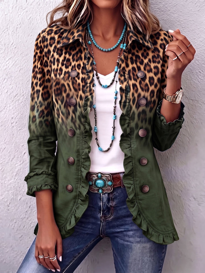 Filomena™ | Blazer Jacket with Leopard Ombre Ruffles