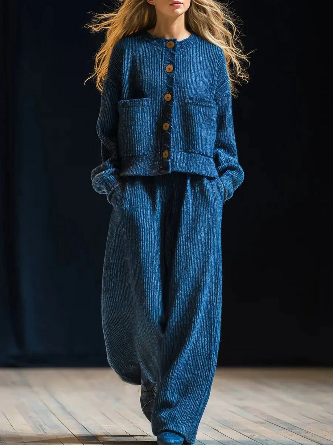 Ensemble cardigan ample et pantalon large décontracté en maille