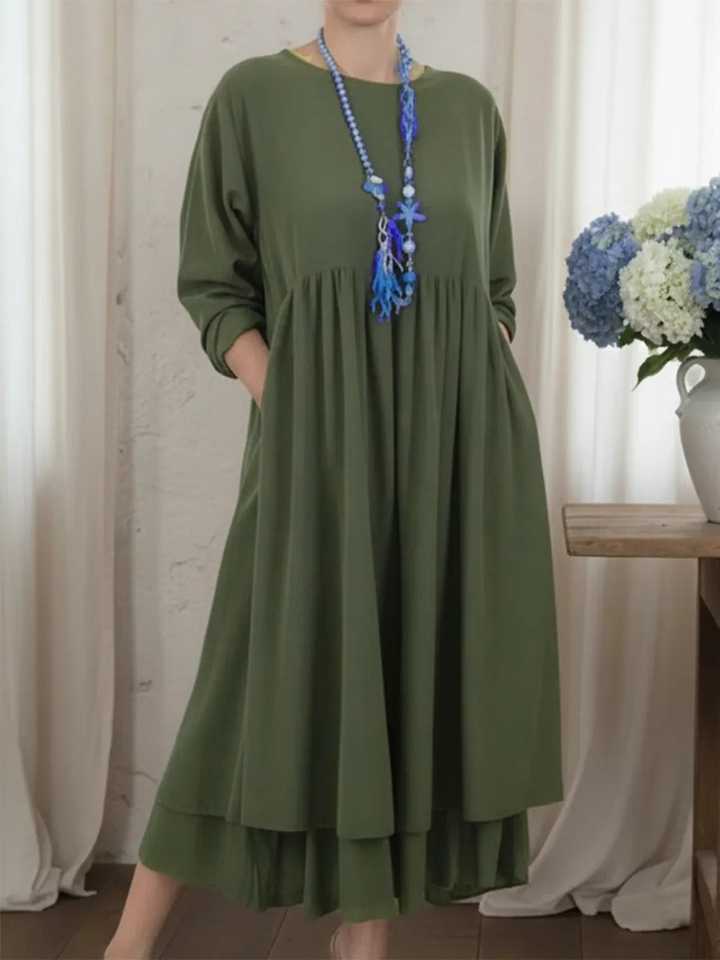Robe midi ample à ourlet double épaisseur