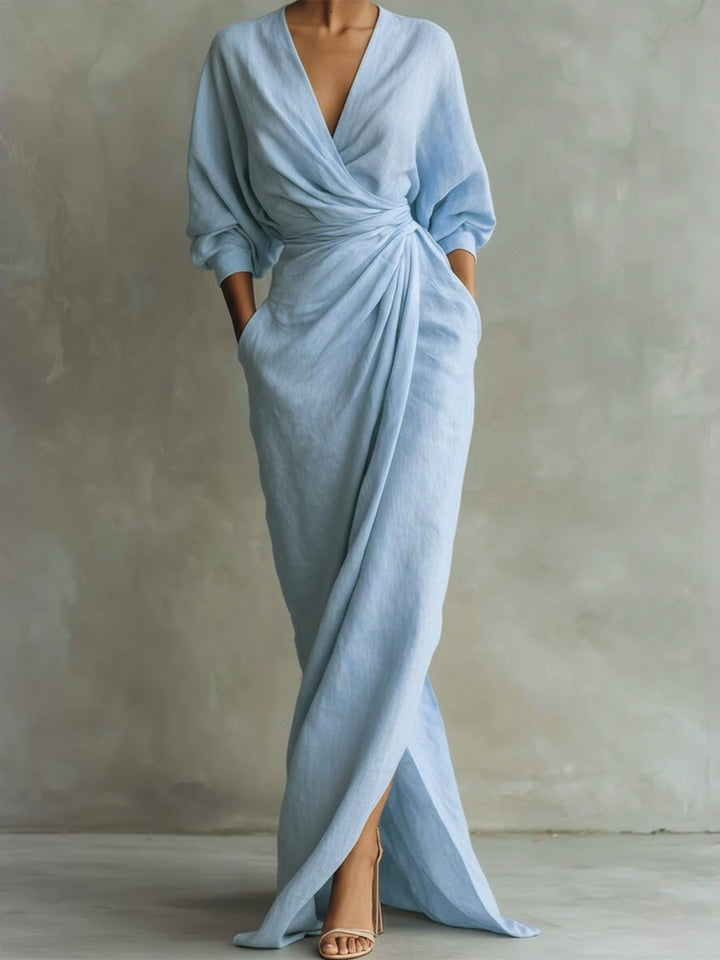 Robe longue en lin et coton