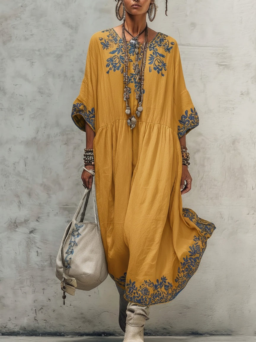 Robe confortable à imprimé floral rétro