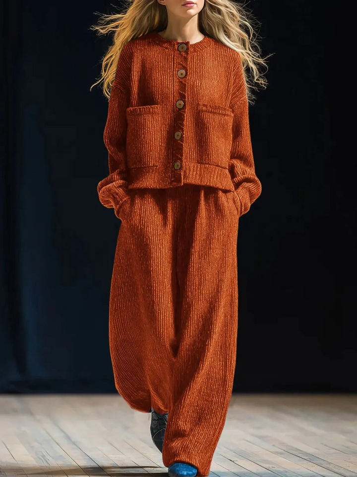 Ensemble cardigan ample et pantalon large décontracté en maille