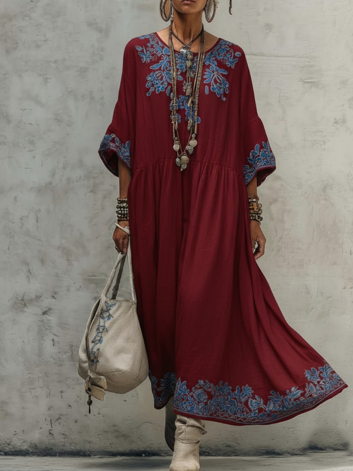 Robe confortable à imprimé floral rétro