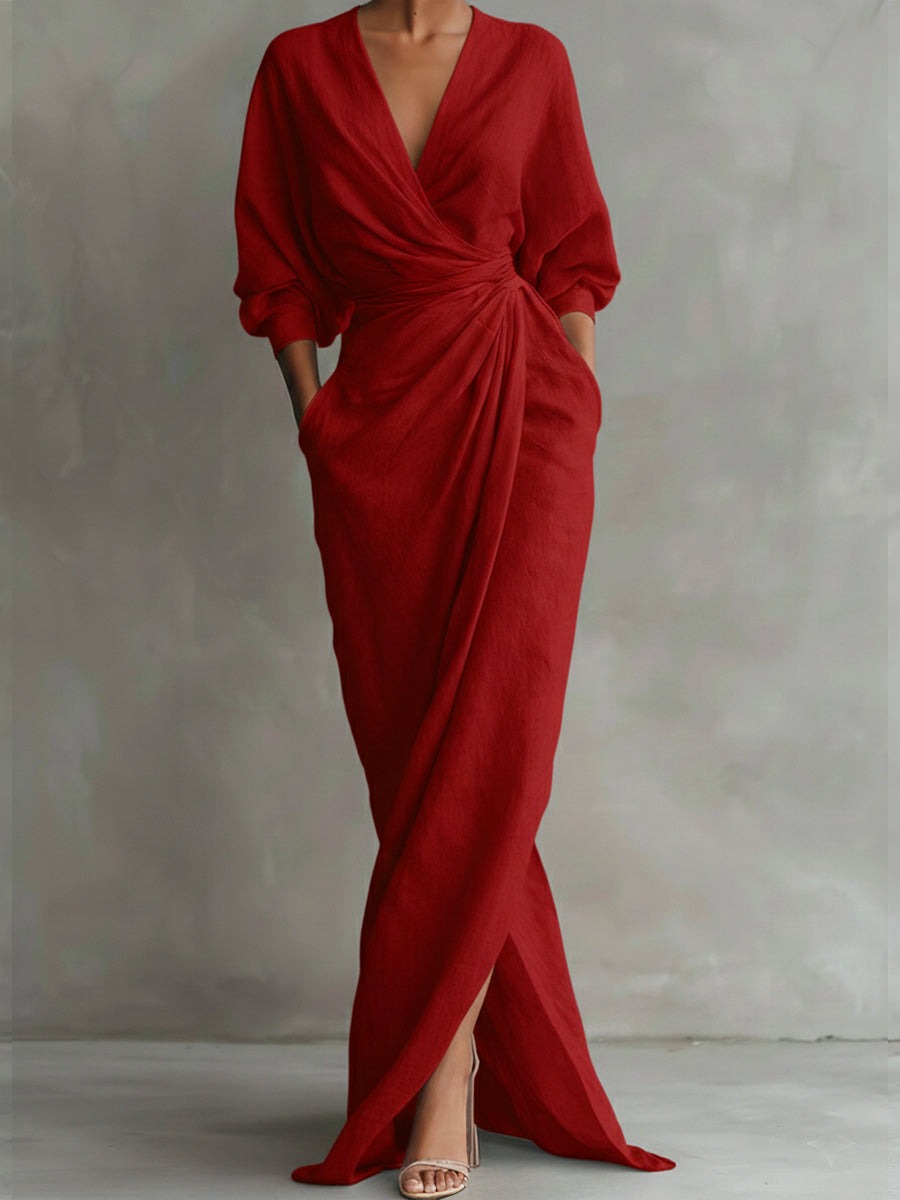 Robe longue en lin et coton