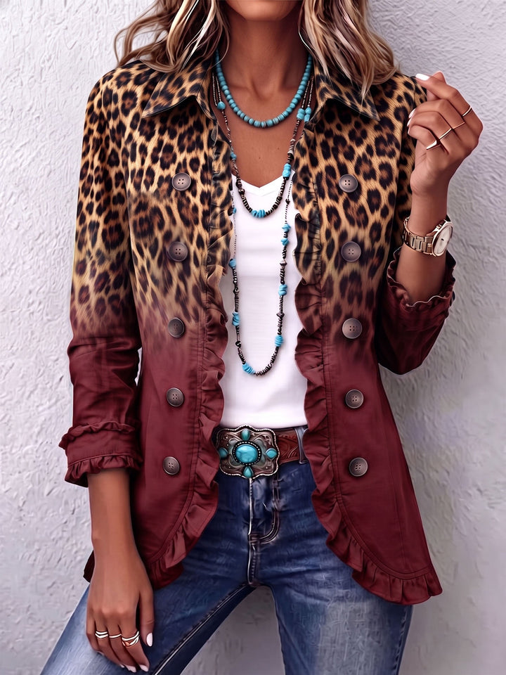 Filomena™ | Blazer Jacket with Leopard Ombre Ruffles