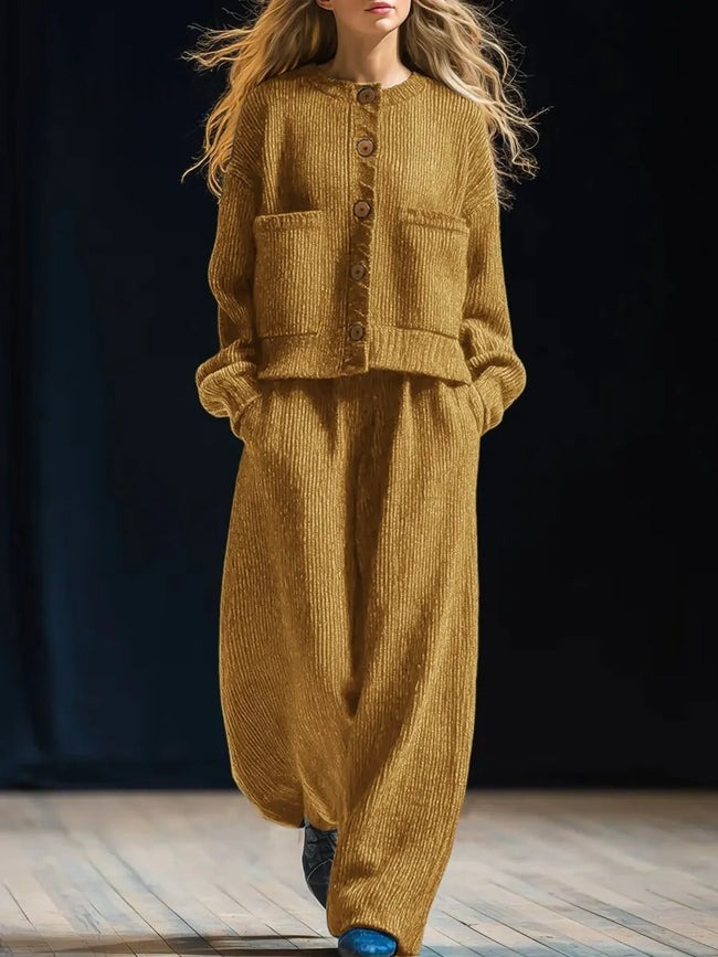 Ensemble cardigan ample et pantalon large décontracté en maille