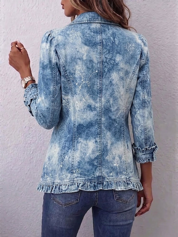Giuseppina™ | Vintage Boho Style Jacket with Gradient Print and Ruffle Details