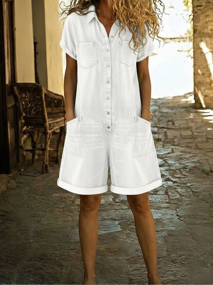 Combinaison short en denim décontracté