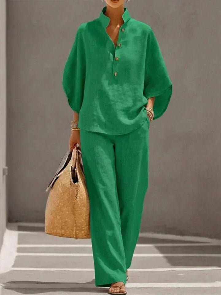Maribel | Set with Batwing Sleeves and Wide Pants