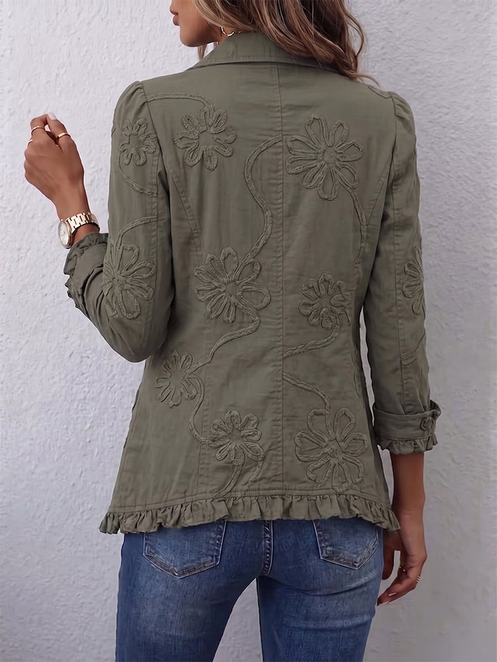 Giovanna™ | Embroidered Utility Jacket in Boho-Chic Style with Ruffles