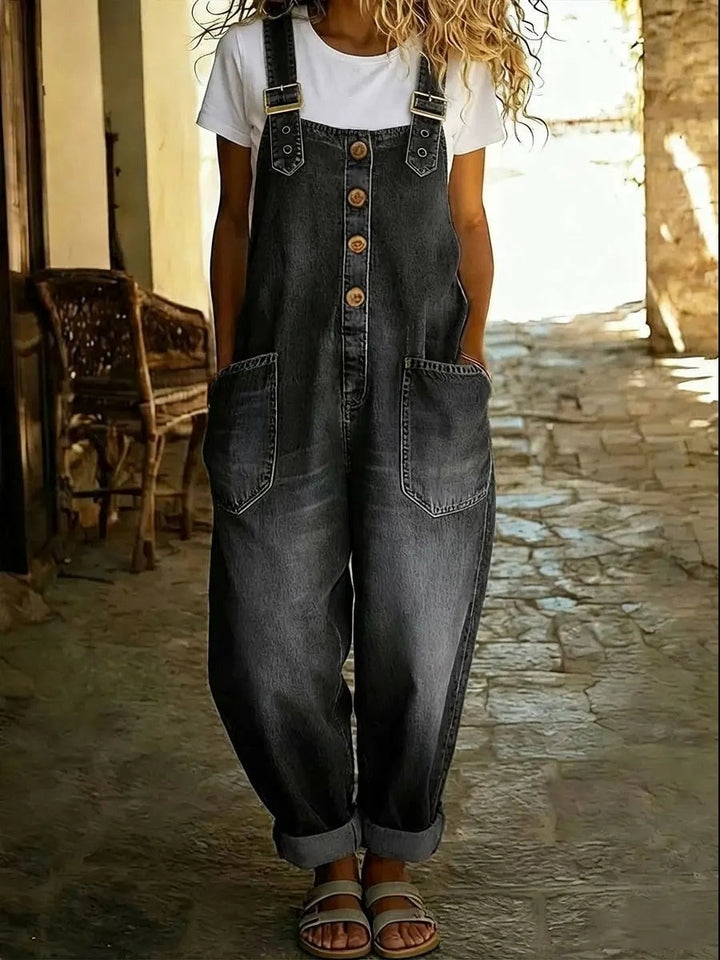 Combinaison en jean décontractée pour femme avec boucle réglable