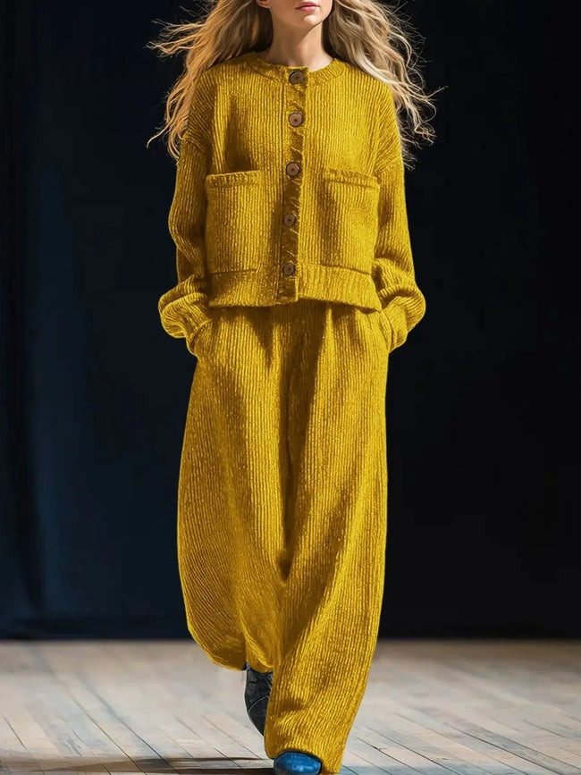 Ensemble cardigan ample et pantalon large décontracté en maille