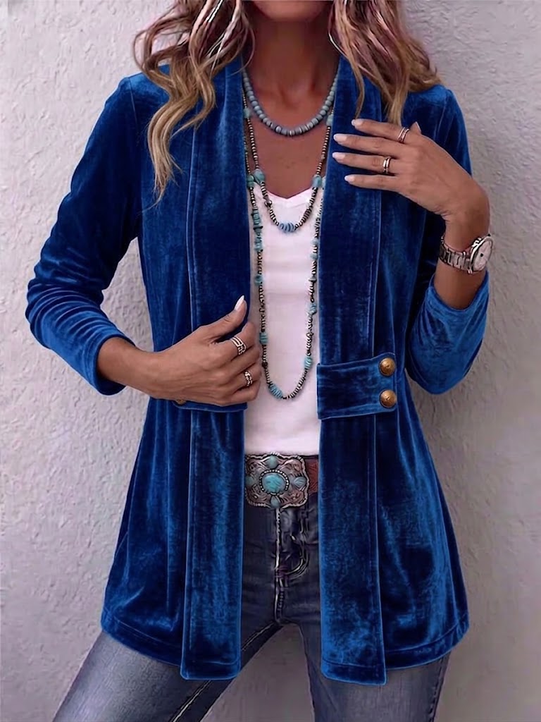Concetta™ | Vintage Jacket with Buttons on the Collar and Long Sleeves