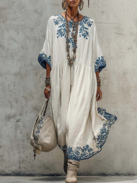 Robe confortable à imprimé floral rétro
