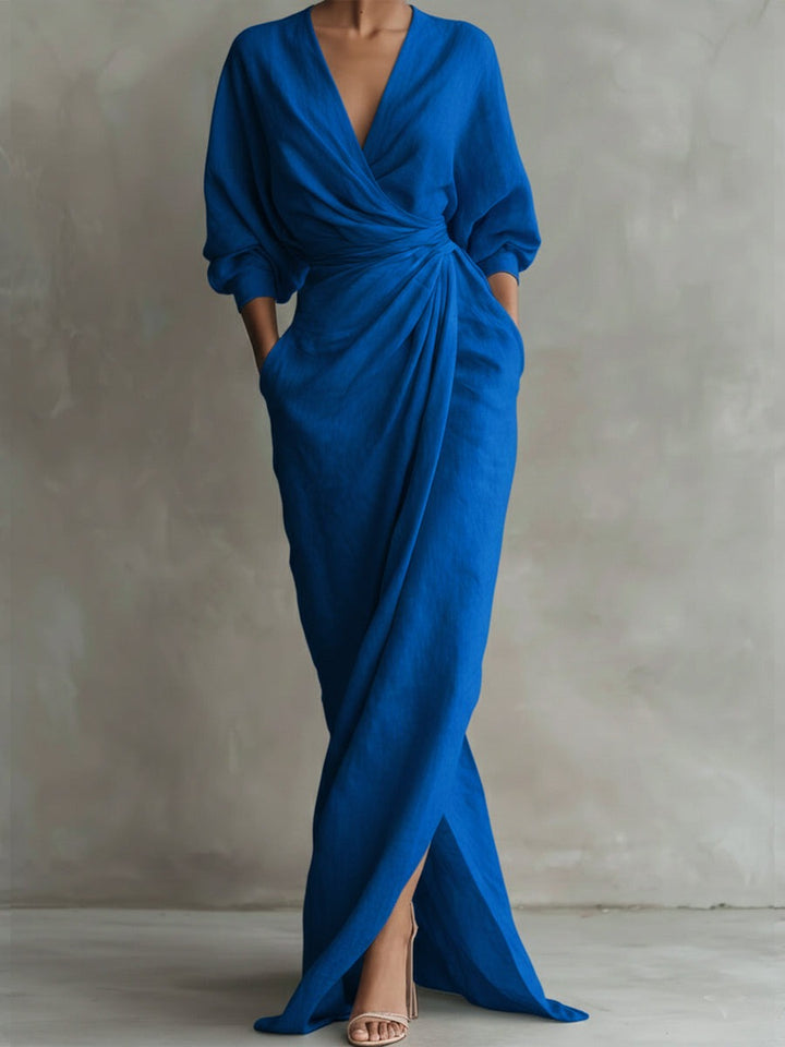Robe longue en lin et coton