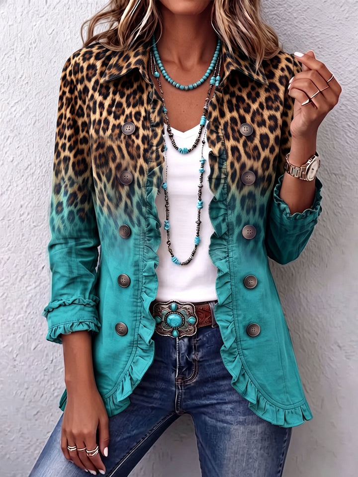 Filomena™ | Blazer Jacket with Leopard Ombre Ruffles