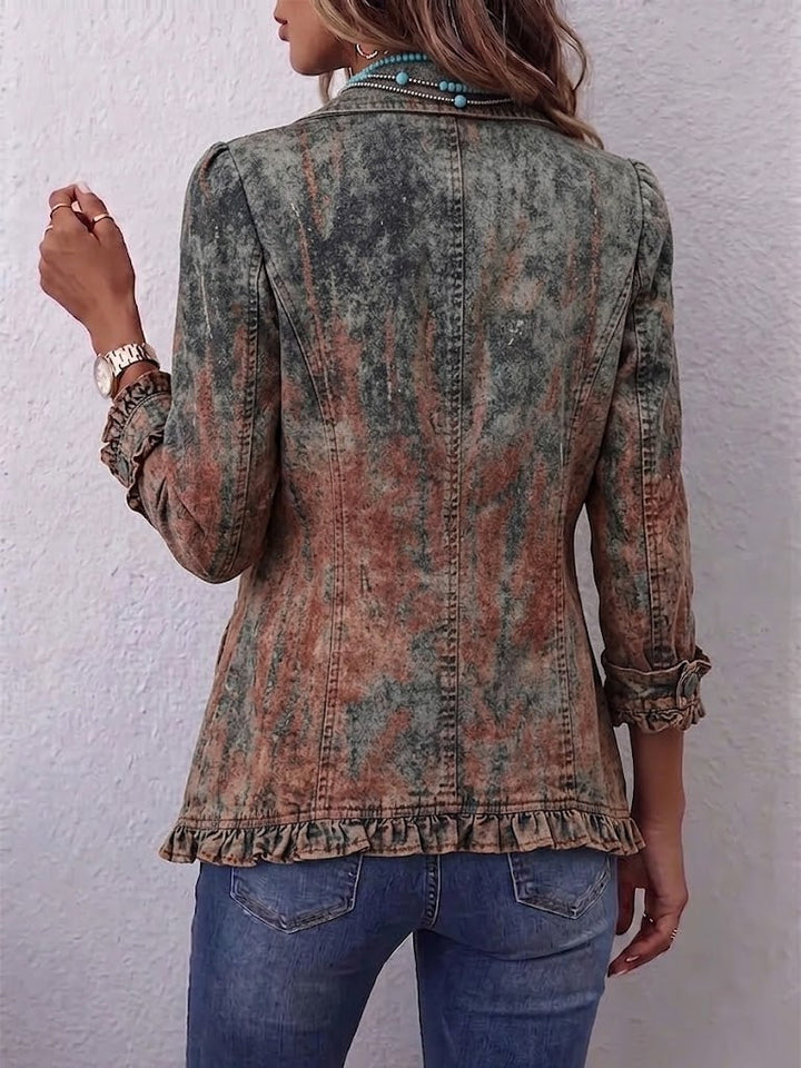 Carla™ | Ruffle Jacket with Vintage Gradient Textured Print