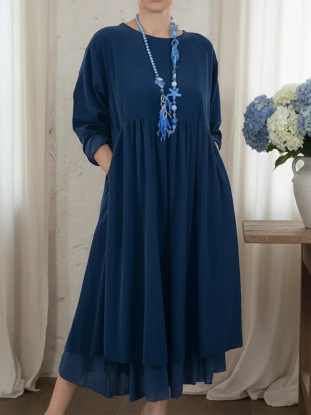 Robe midi ample à ourlet double épaisseur