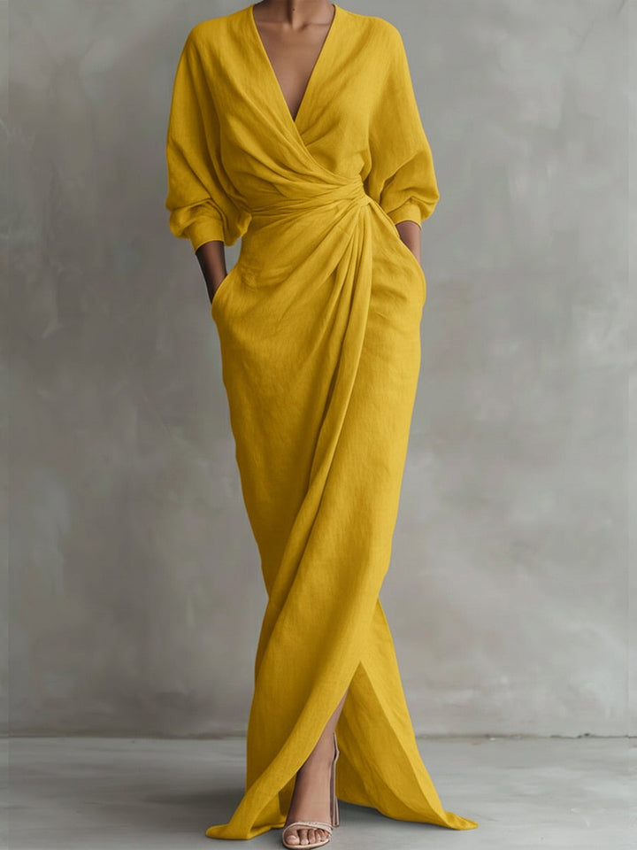 Robe longue en lin et coton