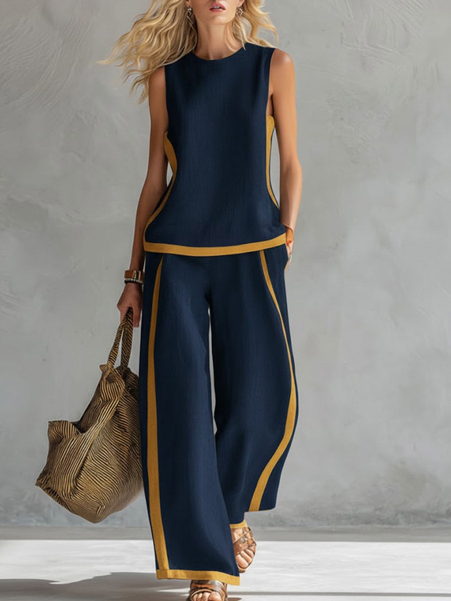 Ensemble haut et pantalon ampleen coton et lin