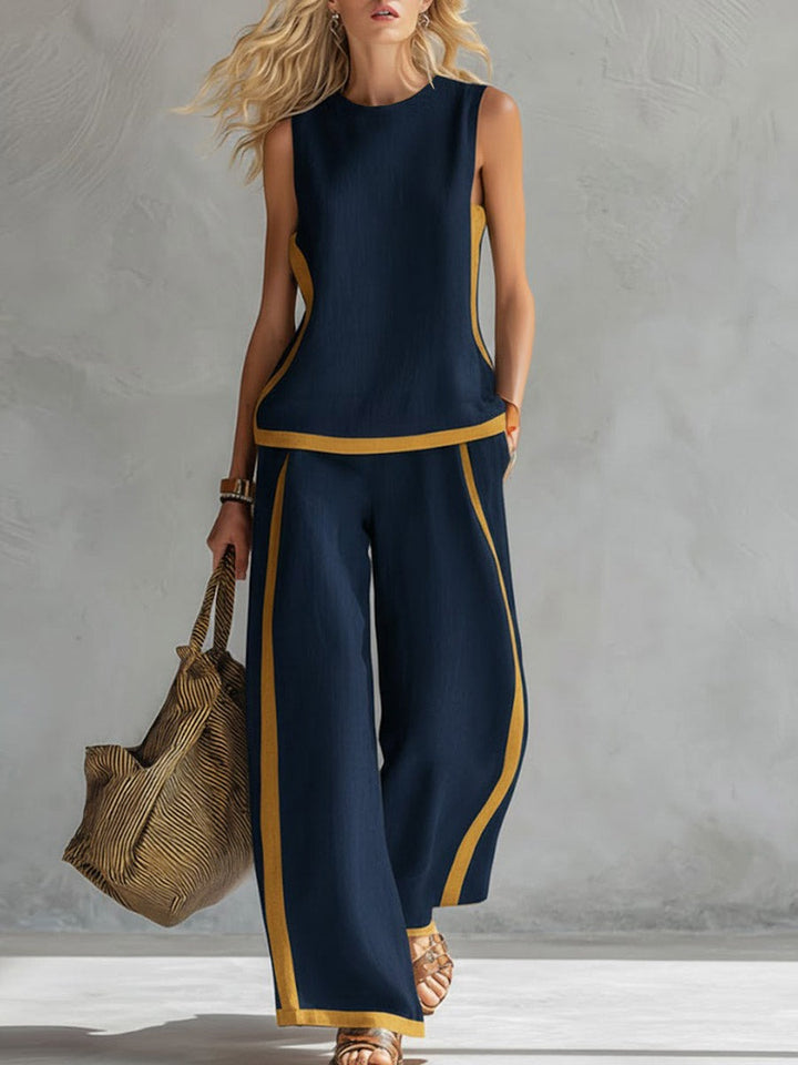 Ensemble haut et pantalon ampleen coton et lin