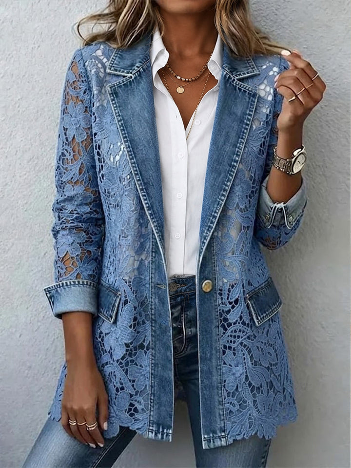 Mirella™ | Blazer Jacket with Floral Lace Panels