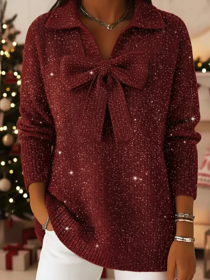 Pull à nœud papillon rétro et mignon
