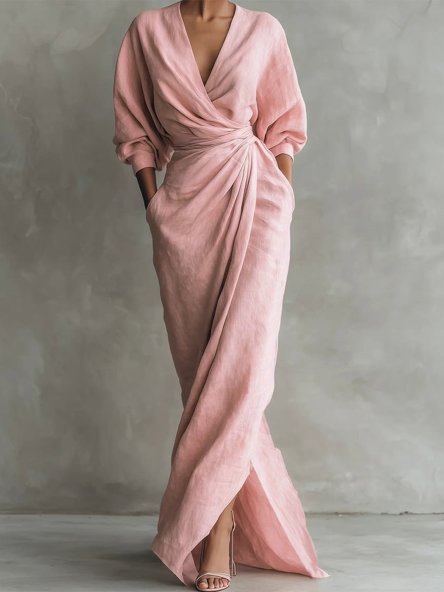 Robe longue en lin et coton