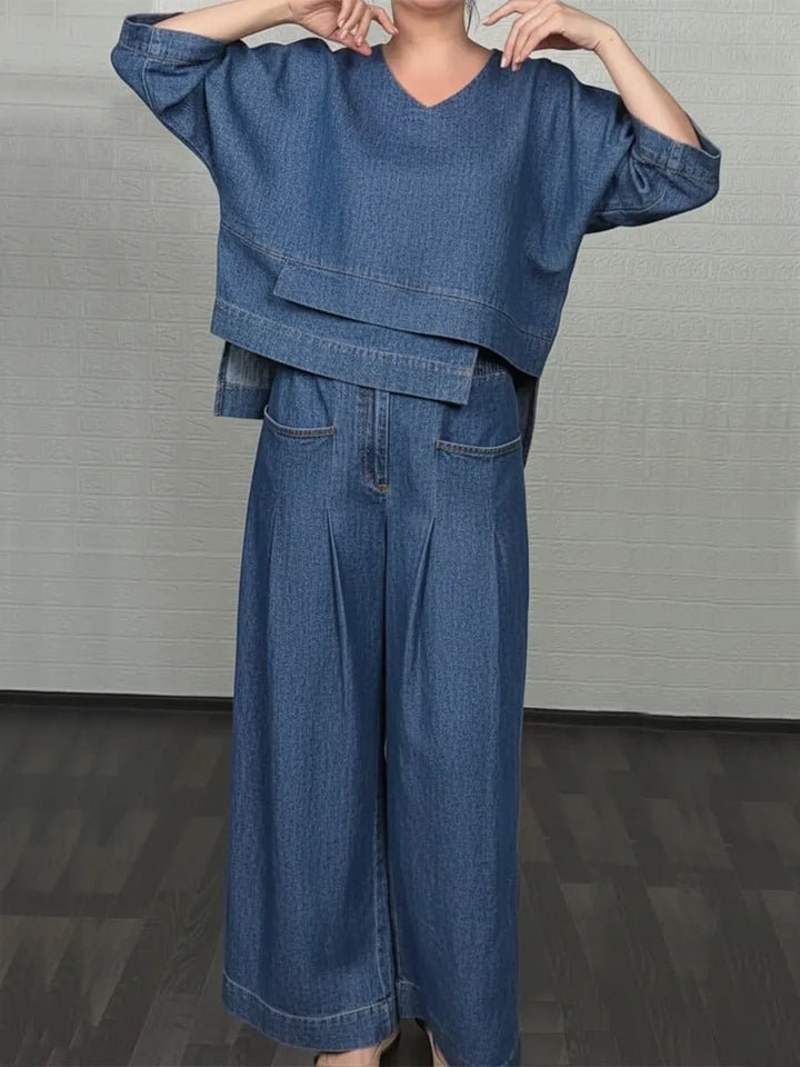 Ensemble deux pièces décontracté en denim