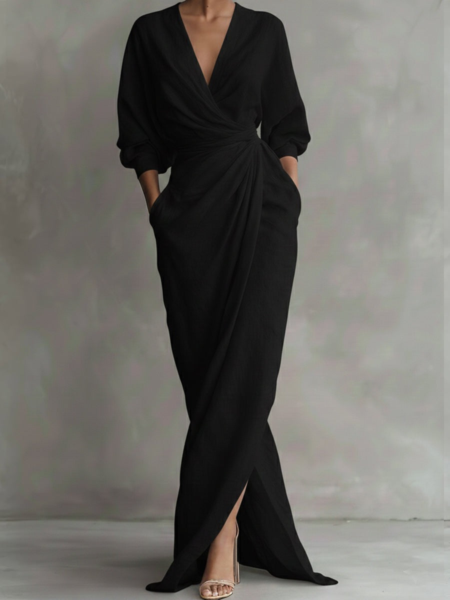 Robe longue en lin et coton