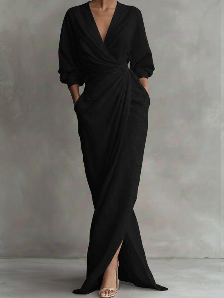 Robe longue en lin et coton