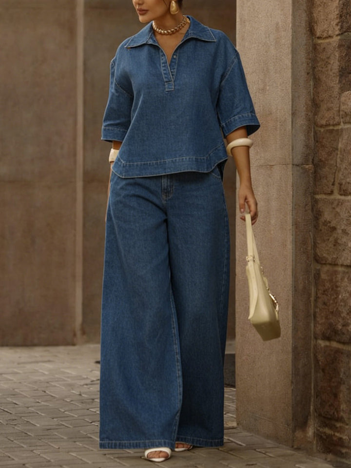 Ensemble deux pièces décontracté en denim