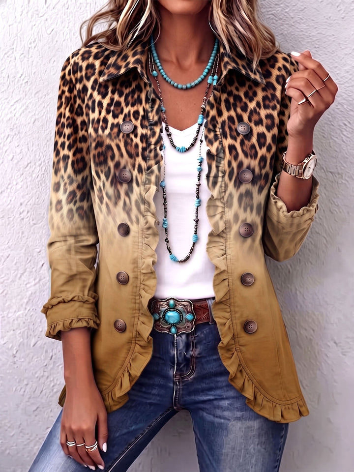 Filomena™ | Blazer Jacket with Leopard Ombre Ruffles
