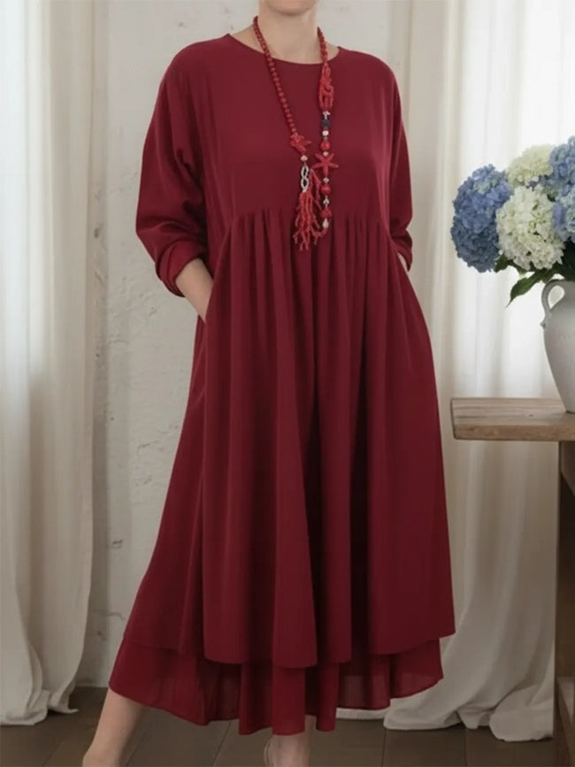 Robe midi ample à ourlet double épaisseur
