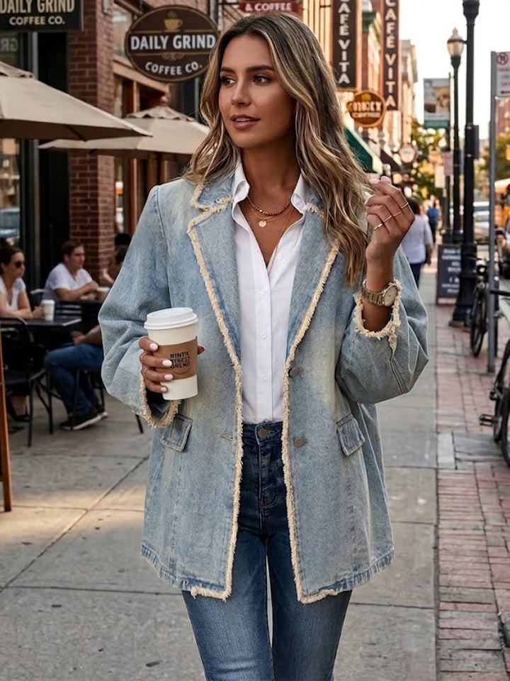 Anna™ | Oversized Vintage Style Blazer with Raw Edge