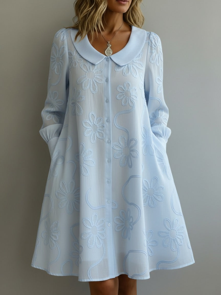 Robe vintage à col brodée de fleurs