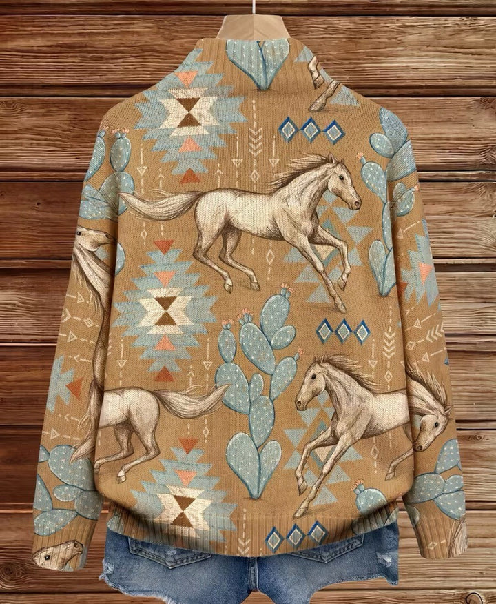 Giovanna™ | Desert Horse and Cactus Zip Cardigan