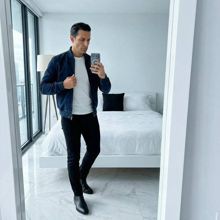 Riviera — Men’s Suede Bomber Jacket